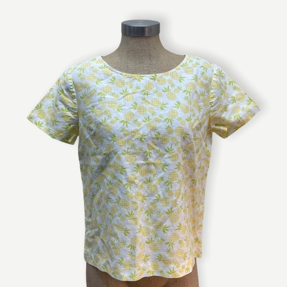 J CREW linen pineapple print top small - Picture 2 of 6